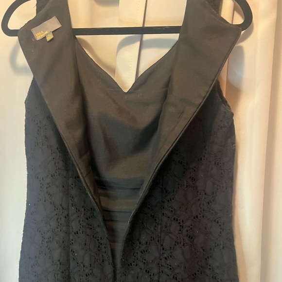 Black V-Neck Lace Overlay Sleeveless Sheath Mini Dress - Picture 3 of 6